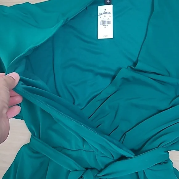 Express High Rise Green Jumpsuit Size XL/TG - Picture 3 of 9